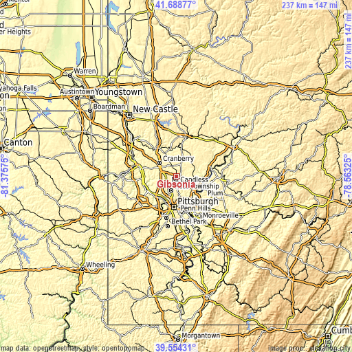 Topographic map of Gibsonia