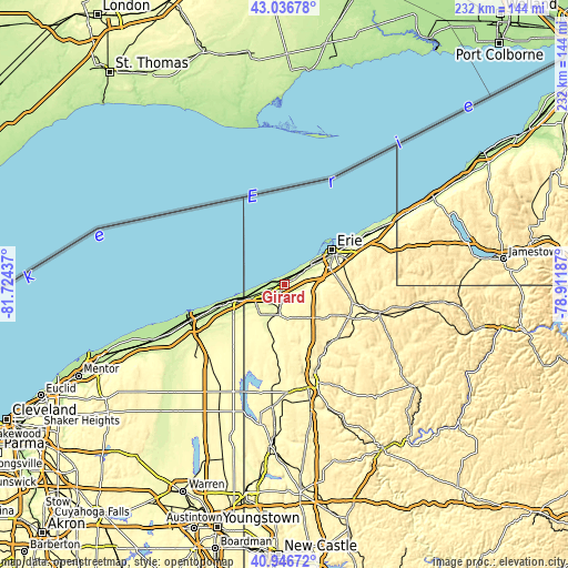 Topographic map of Girard