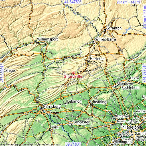 Topographic map of Girardville