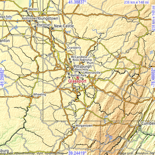 Topographic map of Glassport