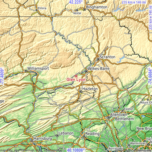 Topographic map of Glen Lyon