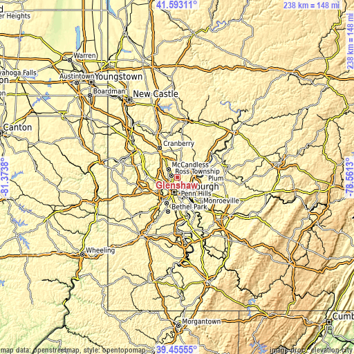 Topographic map of Glenshaw