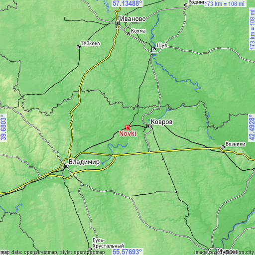 Topographic map of Novki