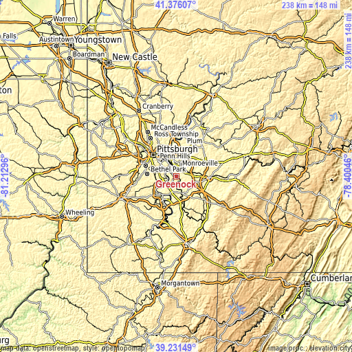 Topographic map of Greenock