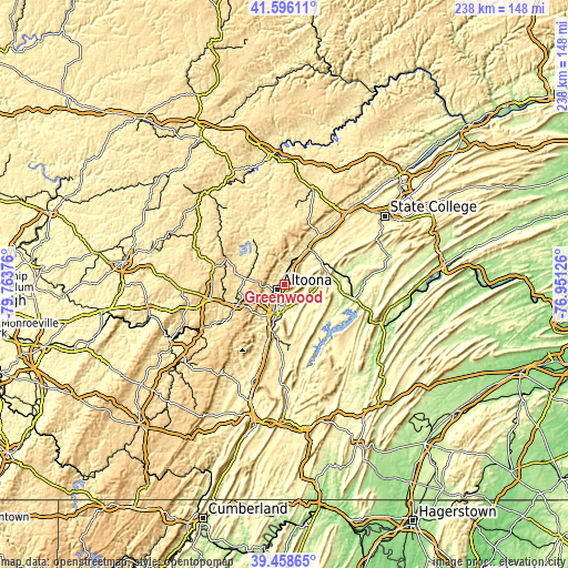 Topographic map of Greenwood