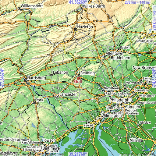 Topographic map of Grill