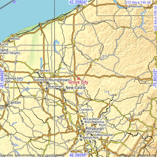 Topographic map of Grove City