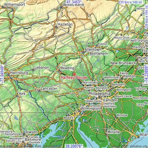 Topographic map of Halfway House