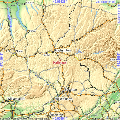 Topographic map of Hallstead