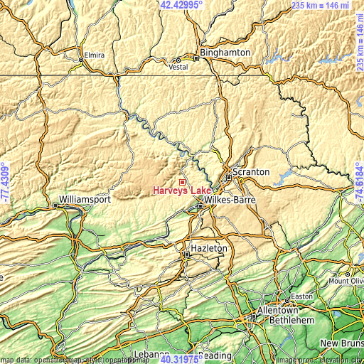 Topographic map of Harveys Lake