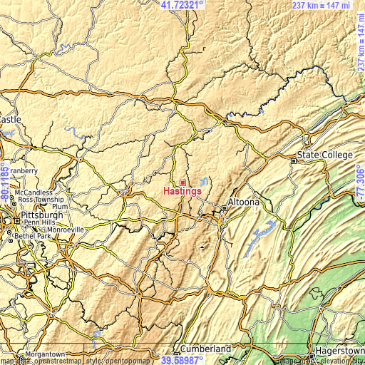 Topographic map of Hastings