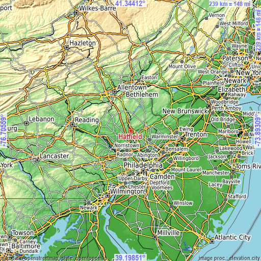 Topographic map of Hatfield