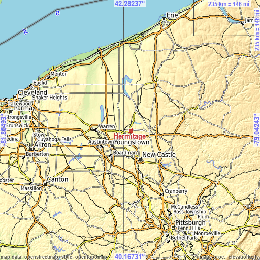 Topographic map of Hermitage