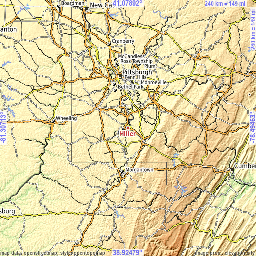 Topographic map of Hiller