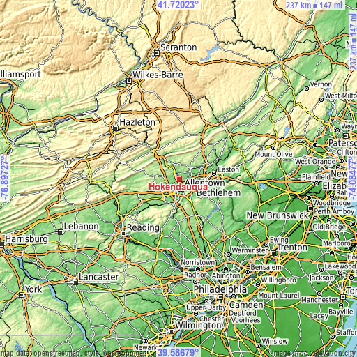 Topographic map of Hokendauqua