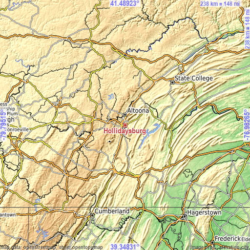 Topographic map of Hollidaysburg