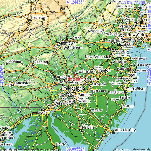 Topographic map of Horsham