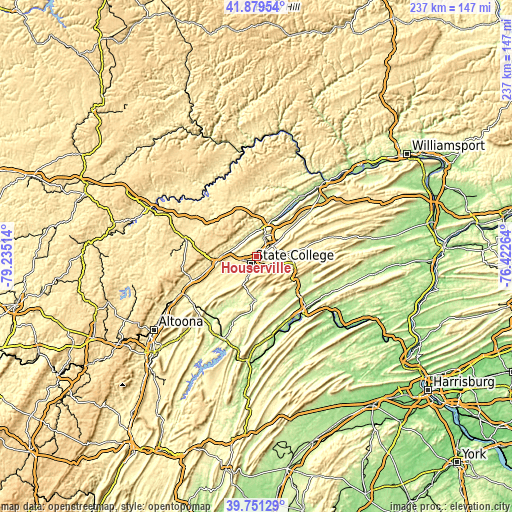 Topographic map of Houserville