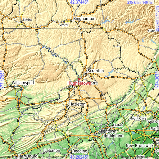 Topographic map of Hughestown