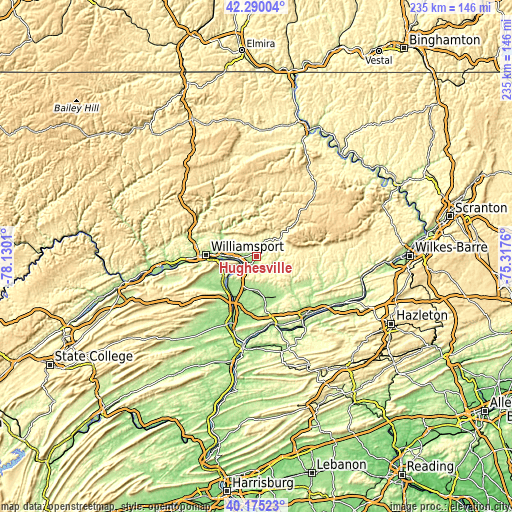 Topographic map of Hughesville