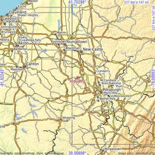 Topographic map of Industry