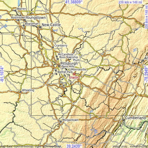 Topographic map of Irwin