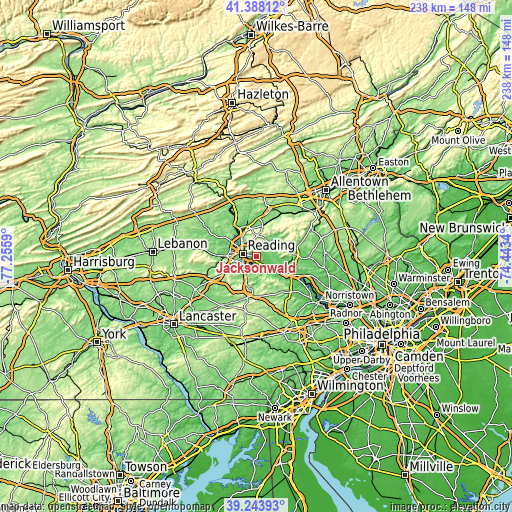 Topographic map of Jacksonwald