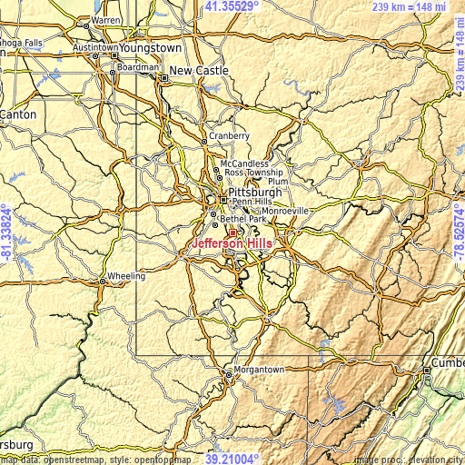 Topographic map of Jefferson Hills