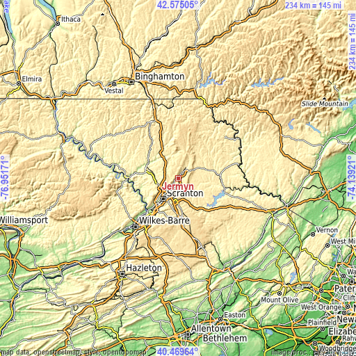 Topographic map of Jermyn