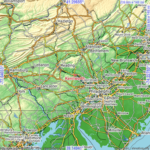 Topographic map of Kenilworth