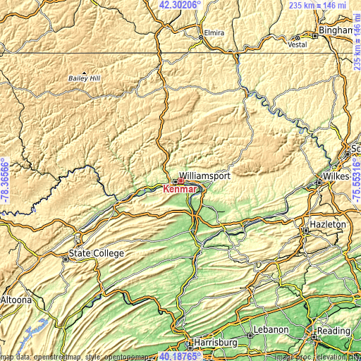 Topographic map of Kenmar