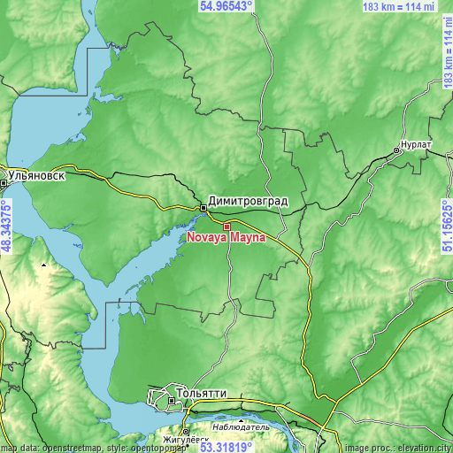 Topographic map of Novaya Mayna