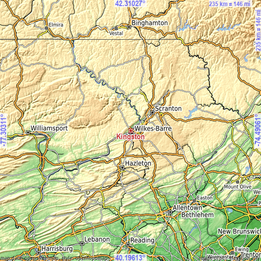 Topographic map of Kingston