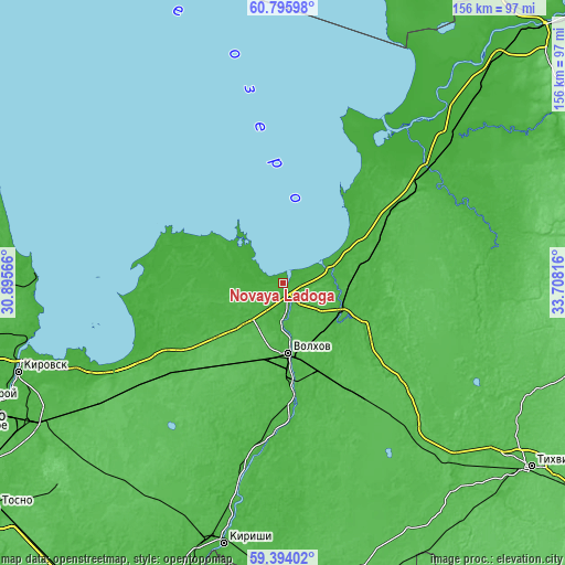 Topographic map of Novaya Ladoga