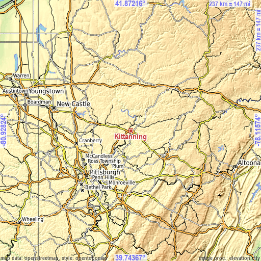 Topographic map of Kittanning