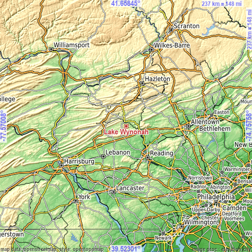 Topographic map of Lake Wynonah