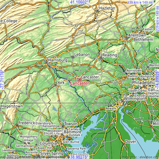 Topographic map of Lancaster