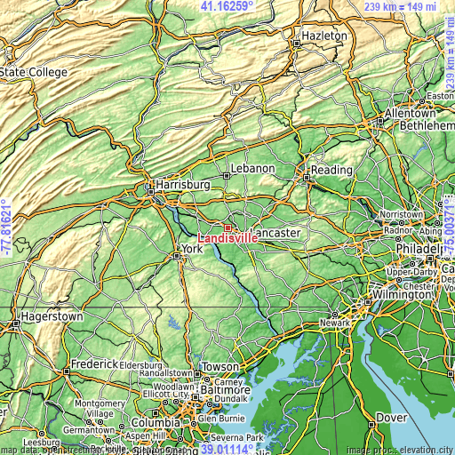 Topographic map of Landisville