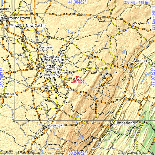 Topographic map of Latrobe