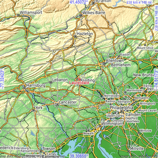 Topographic map of Laureldale