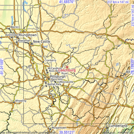 Topographic map of Leechburg