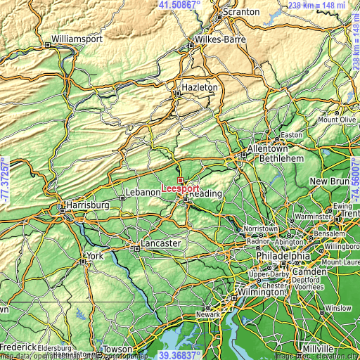 Topographic map of Leesport