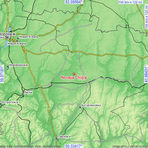 Topographic map of Novaya Chigla