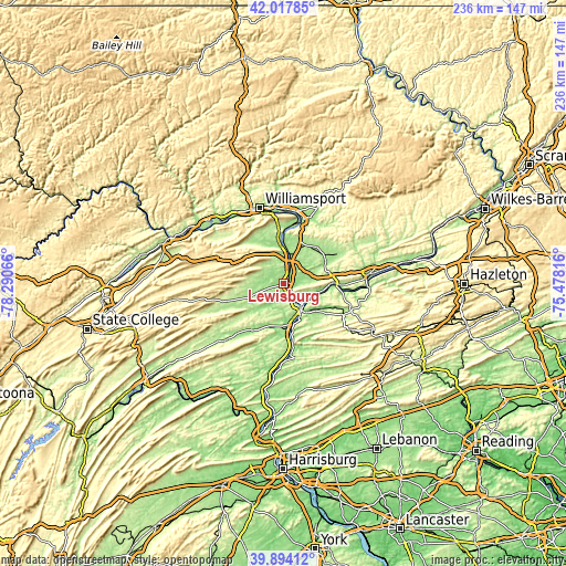 Topographic map of Lewisburg