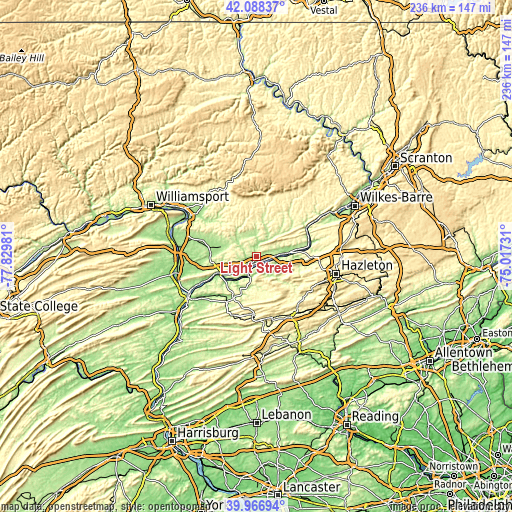 Topographic map of Light Street