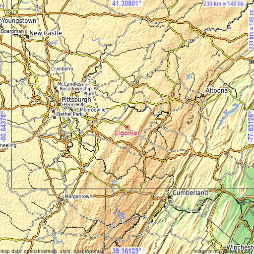 Topographic map of Ligonier