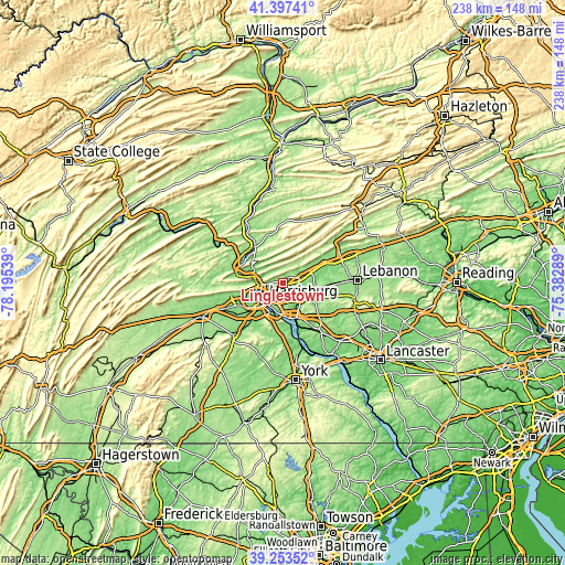 Topographic map of Linglestown