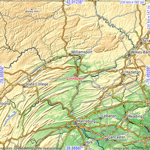 Topographic map of Linntown