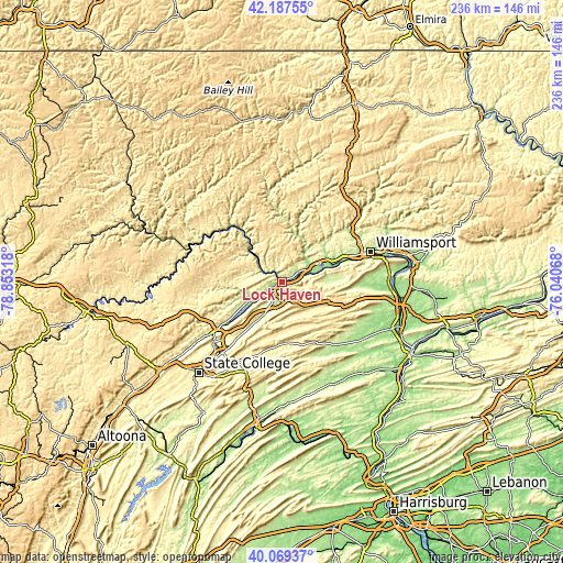 Topographic map of Lock Haven