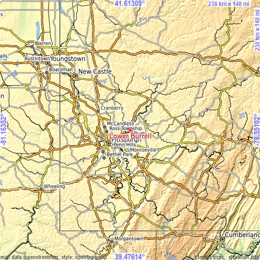 Topographic map of Lower Burrell